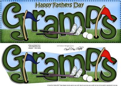 Large Dl Fathers Day Gramps Golf Card N 3D Decoupage