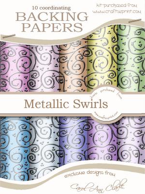 Sorbet Baby 'silver Metallic Swirls' Backing Papers Kit