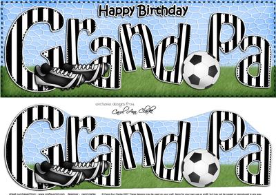 Large Dl Happy Birthday Grandpa Football 3D Decoupage