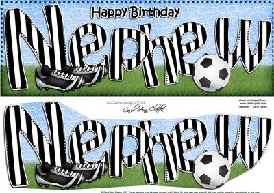 Large Dl Happy Birthday Nephew Football 3D Decoupage