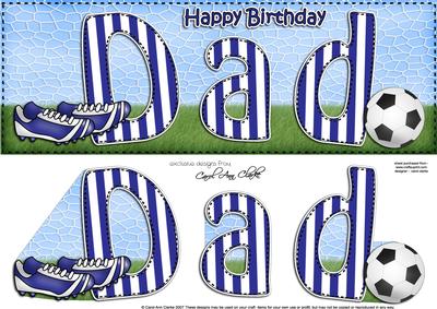 Large Dl Happy Birthday Dad Football 3D Decoupage
