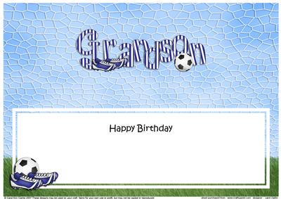 Happy Birthday Grandson Football Matching Large Dl Insert