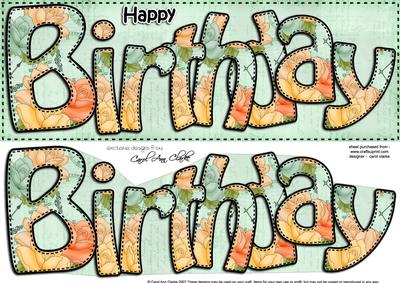 Large Dl Happy Birthday Roses Card & 3D Decoupage
