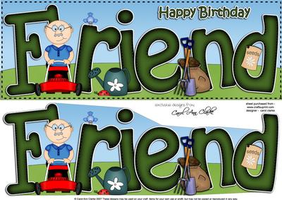 Large Dl Happy Birthday Friend Gardening Card & 3D Decoupage
