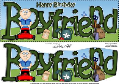 Large Dl Birthday Boyfriend Gardening Card & 3D Decoupage