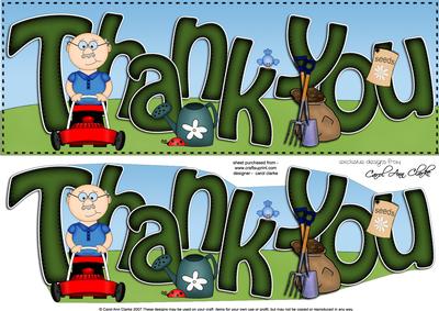 Large Dl Thank You Gardening Card & 3D Decoupage