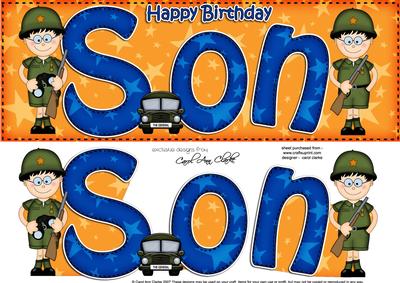 Large Dl Birthday Son Boyz Card & 3D Decoupage