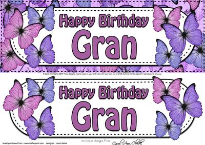 Large Dl Birthday Gran Butterflies Card & 3D Decoupage
