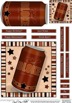 Cool Bloke Beer Can Quick Card N 3D Decoupage