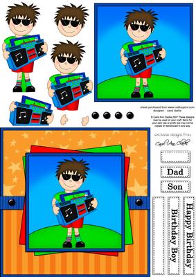 Jaz's Boom Box Quick Card with 3D Decoupage