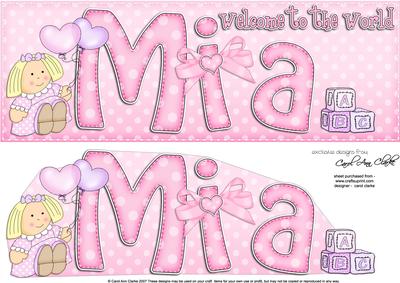 Large Dl New Baby Mia Teddies Quick Card N 3D Decoupage
