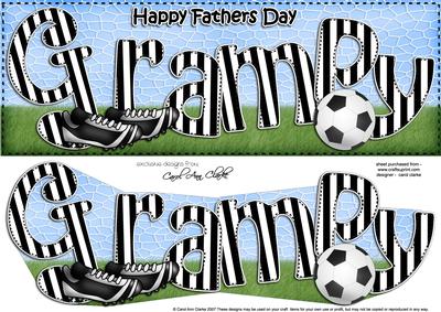 Large Dl Fathers Day Grampy Football Card & 3D Decoupage