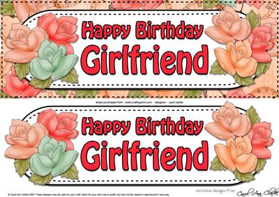 Large Dl Birthday Girlfriend Roses Card & 3D Decoupage