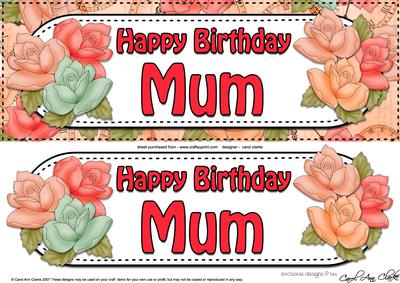 Large Dl Birthday Mum Roses Card & 3D Decoupage