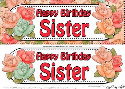 Large Dl Birthday Sister Roses Card & 3D Decoupage