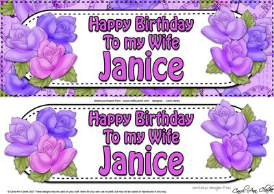 Large Dl Birthday Wife Janice Roses Card & 3D Decoupage