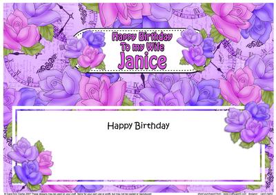 Birthday Wife Janice Roses Large Dl Matching Insert