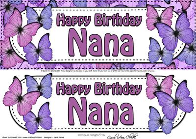 Large Dl Birthday Nana Butterflies Card & 3D Decoupage