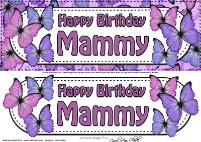 Large Dl Birthday Mammy Butterflies Card & 3D Decoupage