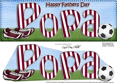 Large Dl Fathers Day Popa Football Card & 3D Decoupage