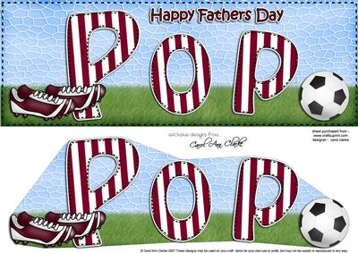 Large Dl Fathers Day Pop Football Card & 3D Decoupage