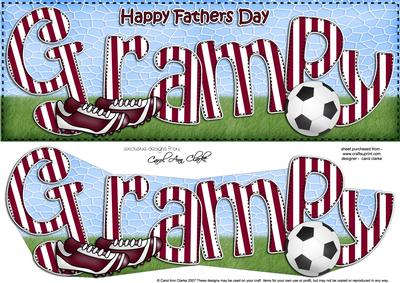 Large Dl Fathers Day Grampy Football Card & 3D Decoupage