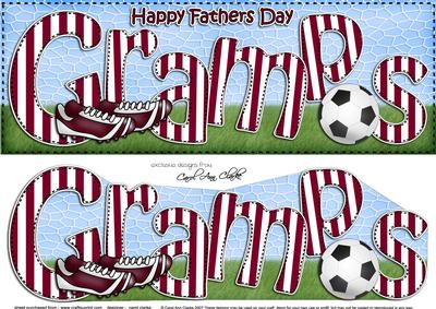 Large Dl Fathers Day Gramps Football Card & 3D Decoupage