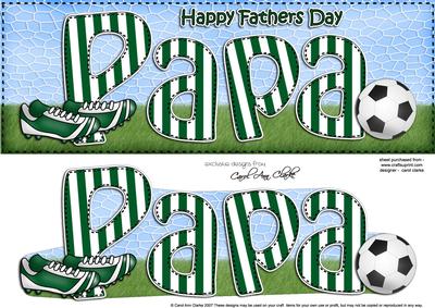 Large Dl Fathers Day Papa Football Card & 3D Decoupage