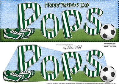 Large Dl Fathers Day Pops Football Card & 3D Decoupage