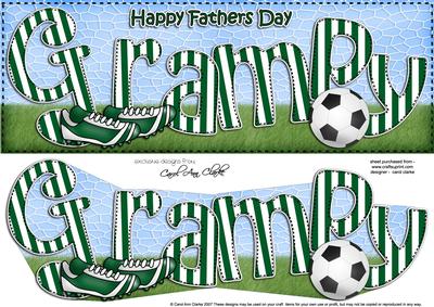 Large Dl Fathers Day Grampy Football Card & 3D Decoupage