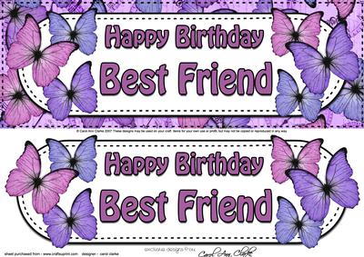 Large Dl Birthday Best Friend Butterflies Card & 3D De