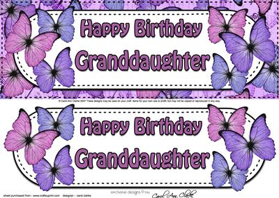 Large Dl Birthday Granddaughter Butterflies Card & 3D De