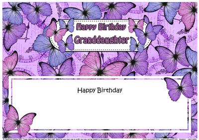 Birthday Granddaughter Butterflies Large Dl Matching Insert