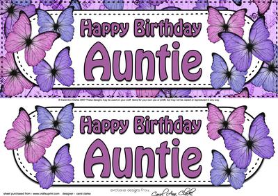 Large Dl Birthday Auntie Butterflies Card & 3D De