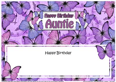 Birthday Auntie Butterflies Large Dl Matching Insert