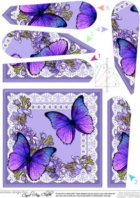 Butterflies and Flowers on Lace Fan Pyramage Topper