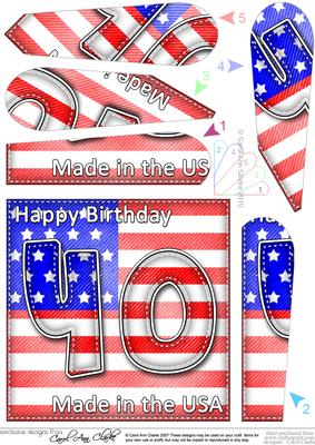 Flying the Flag Usa 40th Birthday Fan Pyramage Topper