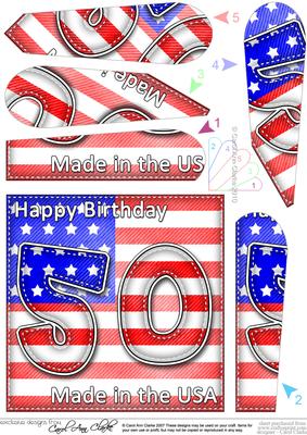 Flying the Flag Usa 50th Birthday Fan Pyramage Topper