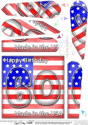 Flying the Flag Usa 60th Birthday Fan Pyramage Topper