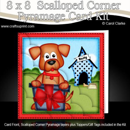 8 x 8 Rusty the Dog's Present Scalloped Corner Kit