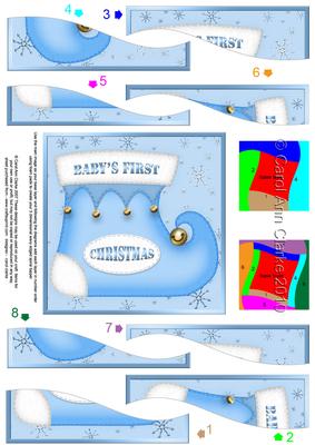 Babys 1st Christmas Stocking Wavy Spiral Side Stacker
