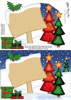 Xmas Blank Signpost A5 Quick Card 3D Decoupage