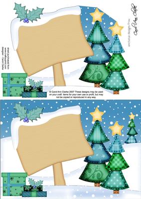 Xmas Blank Signpost A5 Quick Card 3D Decoupage