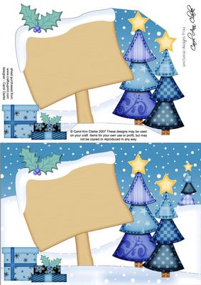 Xmas Blank Signpost A5 Quick Card 3D Decoupage