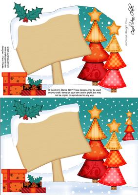 Xmas Blank Signpost A5 Quick Card 3D Decoupage