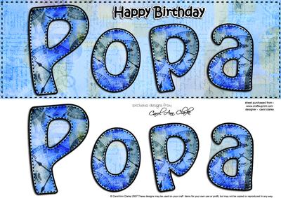 Large Dl Birthday Popa Clocks 3D Decoupage