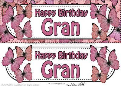 Large Dl Birthday Gran Butterflies Card & 3D Decoupage