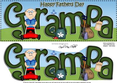 Large Dl Fathers Day Grampa Gardening Quick Card & 3D Decoup