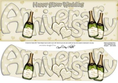 Silver Wedding Anniversary Large Dl Quick Card N 3D Decoupag