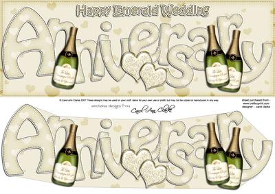 Emerald Wedding Anniversary Large Dl Quick Card 3D Decoupag